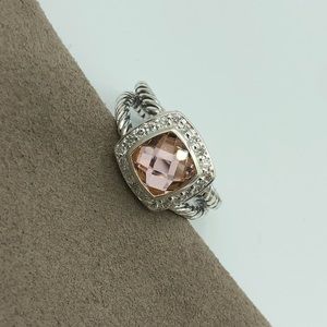 David Yurman Petite Albion Morganite Ring Size 8